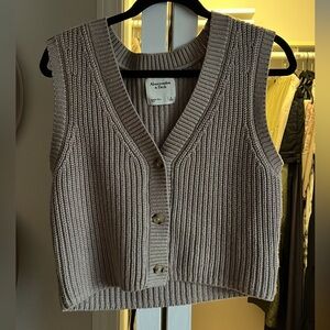Abercrombie & Fitch Women's Taupe V-Neck Sweater Vest
